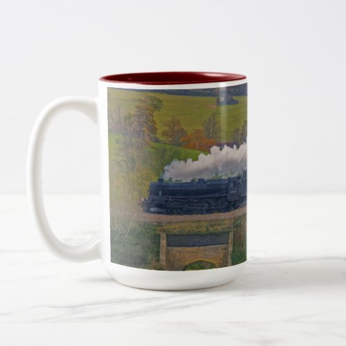 Railway Steam Train for Trainspotters Art II Two_Tone Coffee Mug