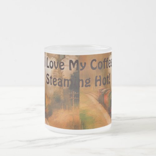 Railway Steam Train for Trainspotters Art III Frosted Glass Coffee Mug