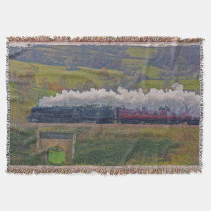 Railway Steam Train for Trainspotters Art Rug II Throw Blanket