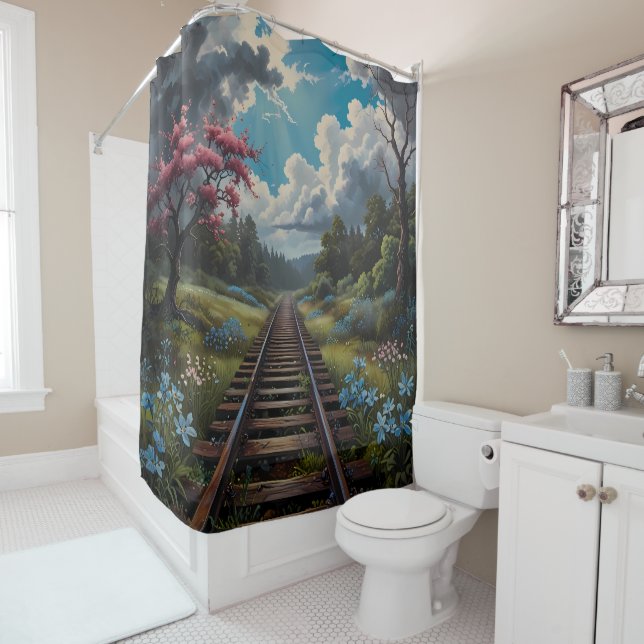 Railway steam train journey lovers  shower curtain (In Situ)