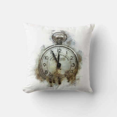 Railway Timekeeper Antique Pocket watch  Throw Pillow