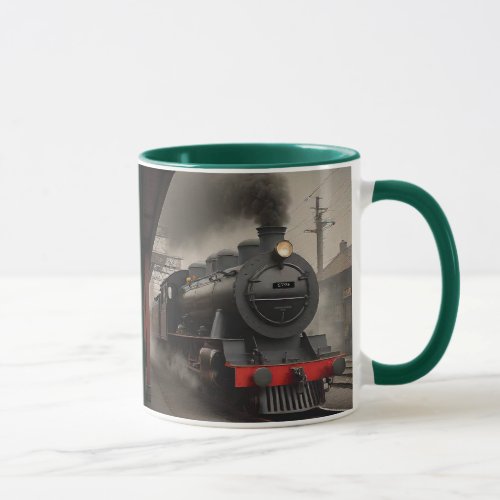 Railway Train Engine at Station Mug