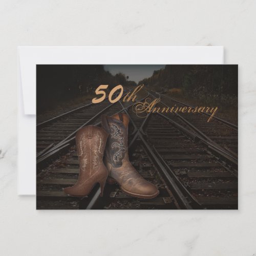 railway western cowboy 50th wedding anniversary invitation