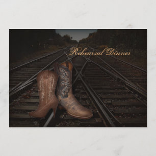 railway western cowboy wedding Rehearsal Dinner Invitation