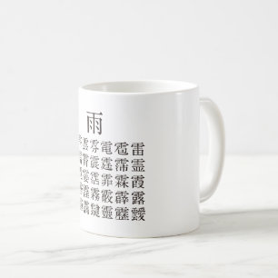 Rain and Kanji with rain crown radical Coffee Mug