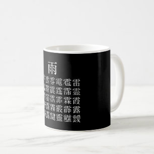 Rain and Kanji with the rain crown radical Coffee Mug