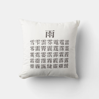 Rain and Rain Cap Kanji Throw Pillow