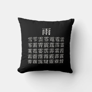 Rain and Rain Cap Kanji Throw Pillow