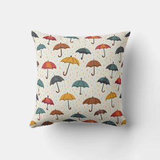 rain and umbrella throw pillow