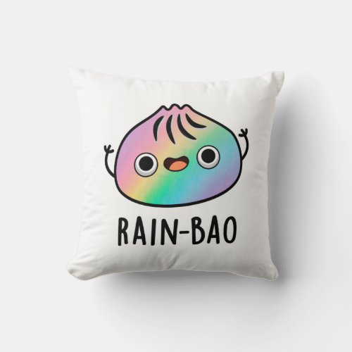 Rain_bao Funny Rainbow Dimsum Bao Pun  Throw Pillow