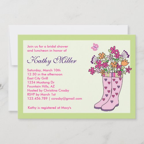 Rain Boots Bridal Shower Invitation