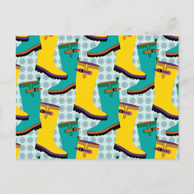 Rain Boots Colorful Postcard (Front)
