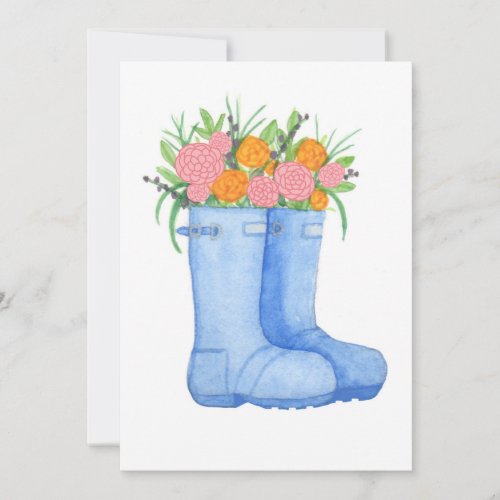 Rain boots filled with flowers Greeting Card