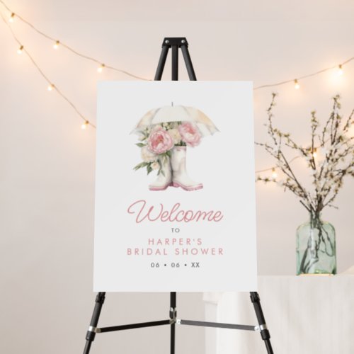 Rain Boots  Pink Peonies Bridal Shower Welcome Foam Board