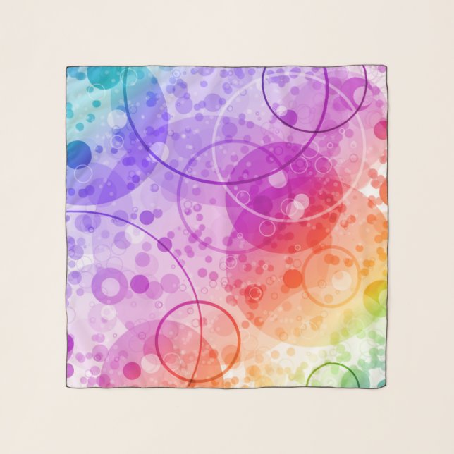 RAIN BUBBLES IN RAINBOW ABSTRACT ART SCARF (Front)