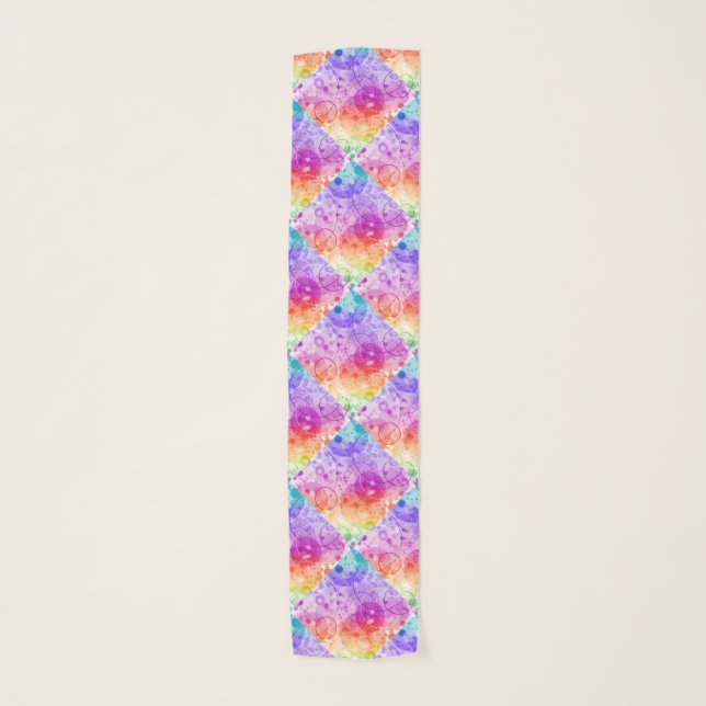 RAIN BUBBLES IN RAINBOW ABSTRACT ART SCARF (Front)