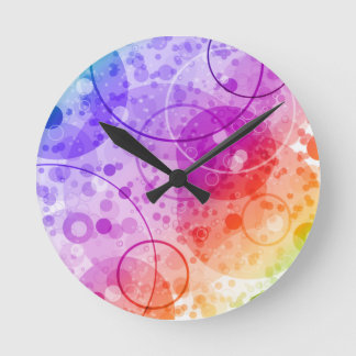 RAIN BUBBLES IN RAINBOWS ROUND CLOCK