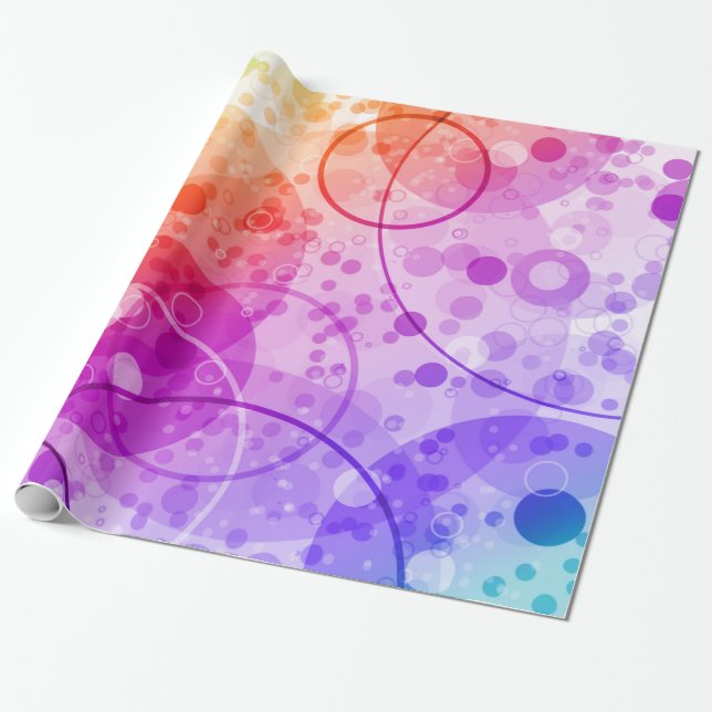 RAIN BUBBLES IN RAINBOWS WRAPPING PAPER (Unrolled)