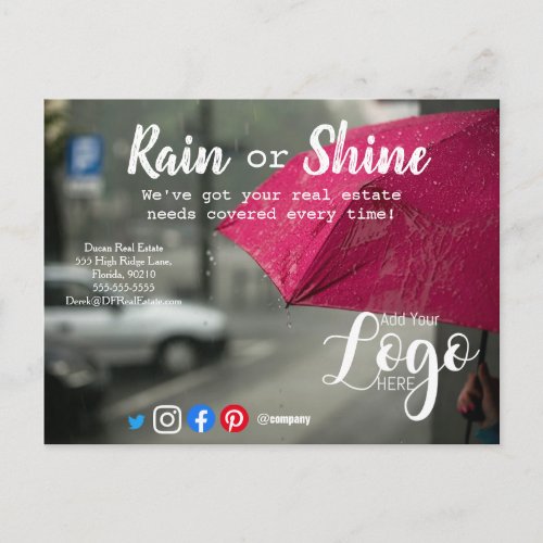 Rain clients referral real estate marketing sell p postcard