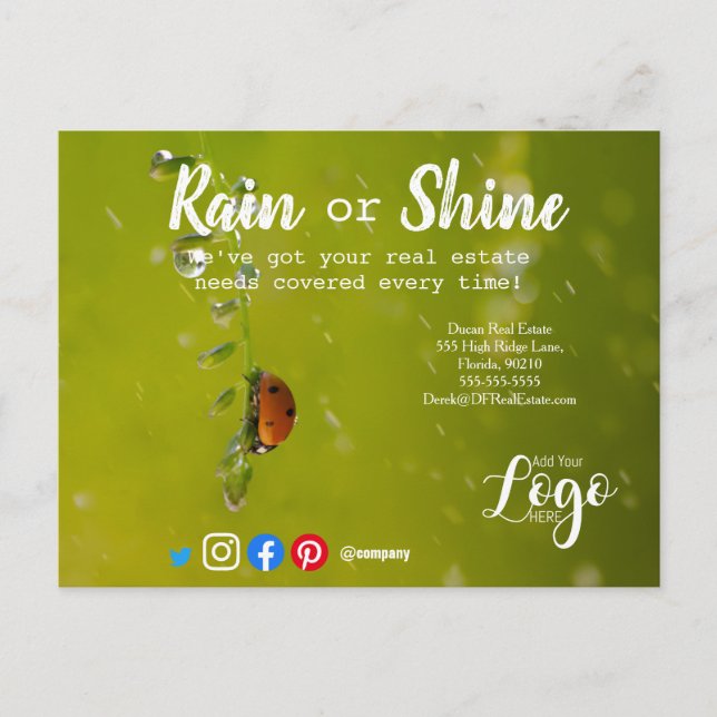 Rain clients referral real estate marketing sell p postcard (Front)