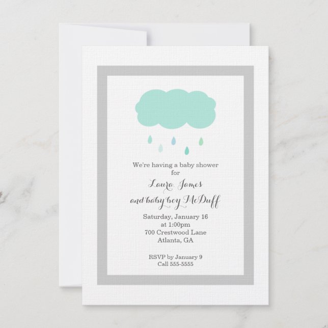 Rain Cloud Baby Shower Invitation (Front)