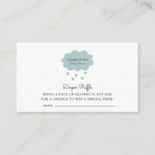 Rain Cloud Blue Baby Shower Diaper Raffle Enclosur Enclosure Card