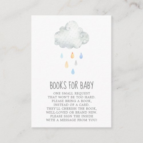 Rain Cloud Books for Baby Boy Enclosure Card
