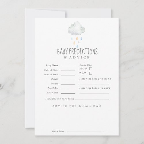Rain Cloud Boy Baby Predictions  Advice Card