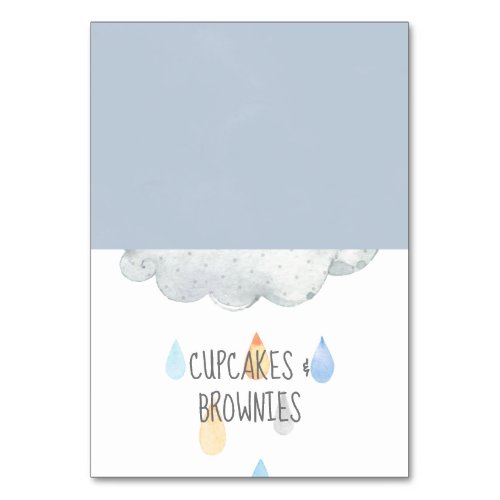 Rain Cloud Boy Baby Shower Buffet Food Labels Table Number