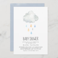 Rain Cloud Boy Baby Shower Invitation