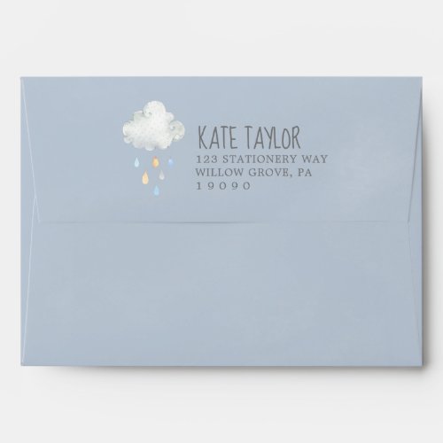 Rain Cloud Boy Baby Shower Invitation Envelope