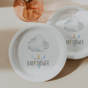 Rain Cloud Boy Baby Shower Paper Plates