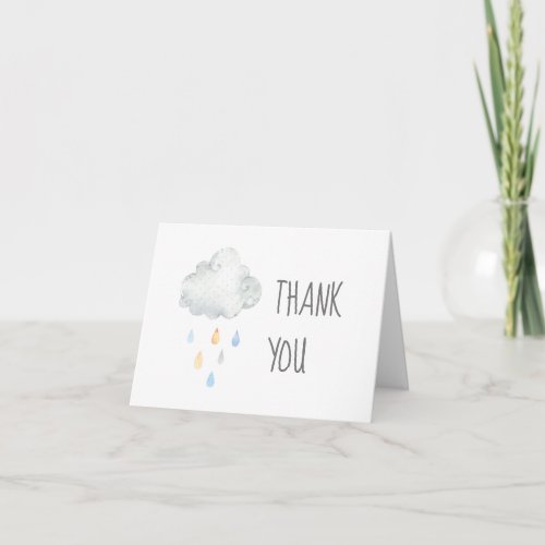 Rain Cloud Boy Baby Shower Thank You Card