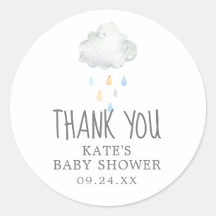 Rain Cloud Boy Baby Shower Thank You Favor Sticker