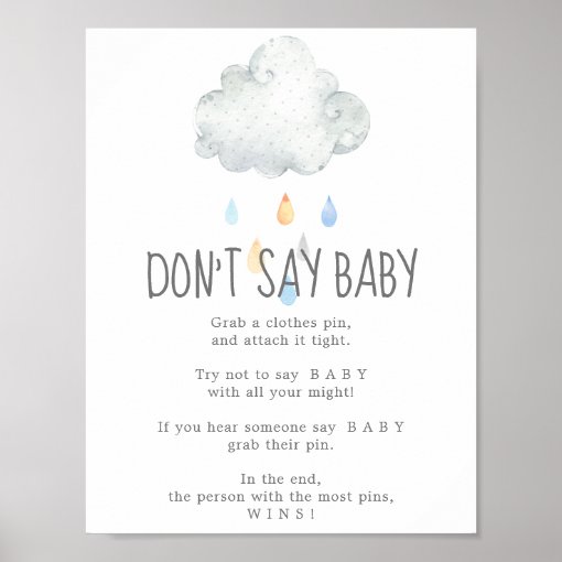 Rain Cloud Boy Don't Say Baby Game Sign | Zazzle