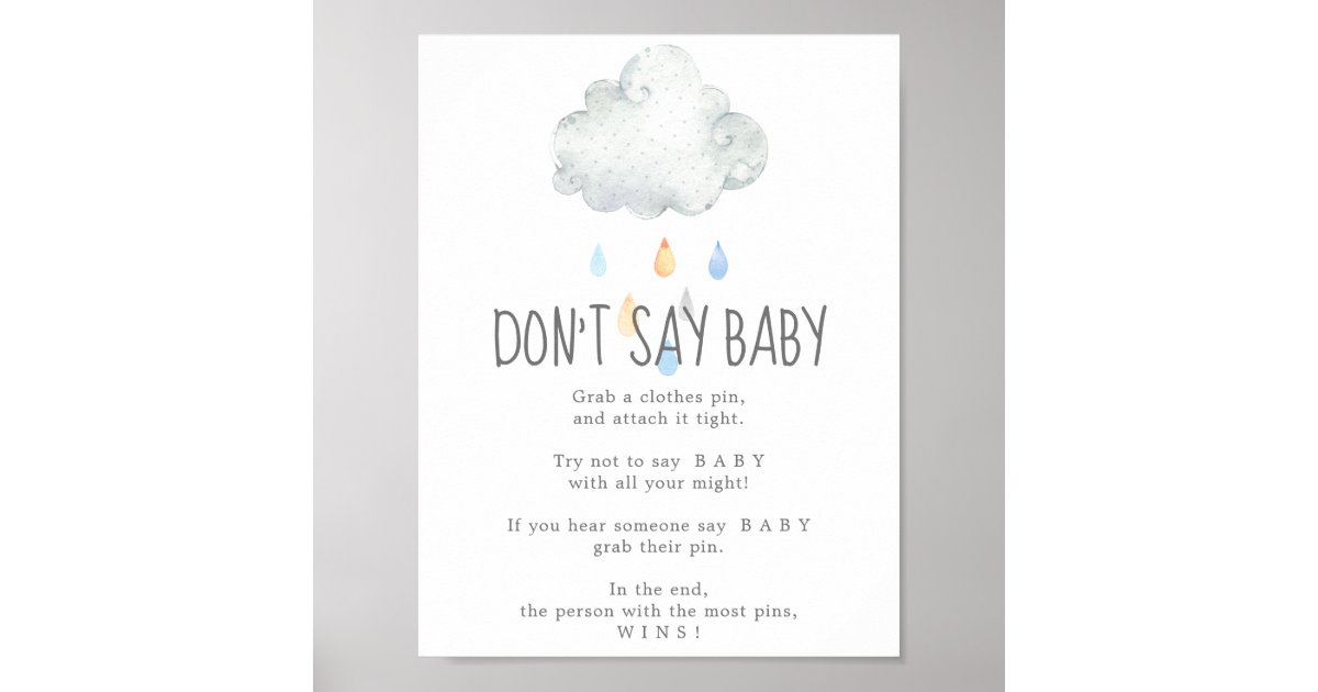 Rain Cloud Boy Don't Say Baby Game Sign | Zazzle
