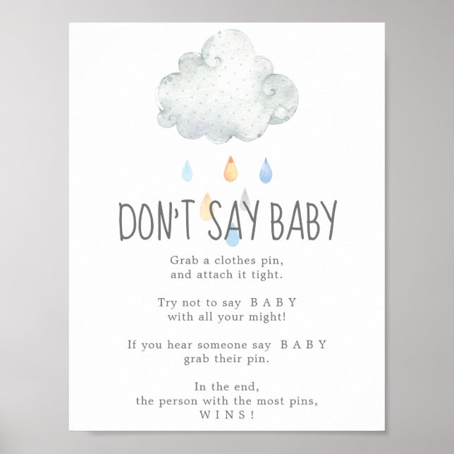 Rain Cloud Boy Don't Say Baby Game Sign (Front)