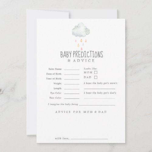 Rain Cloud Girl Baby Predictions  Advice Card