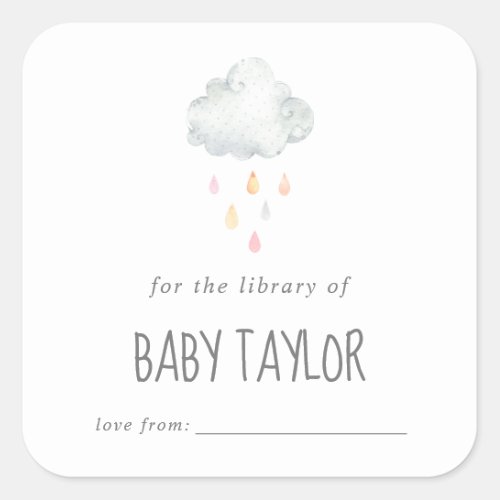 Rain Cloud Girl Baby Shower Bookplate