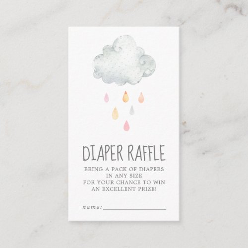 Rain Cloud Girl Baby Shower Diaper Raffle Enclosure Card