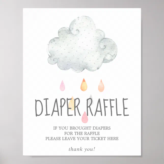 Rain Cloud Girl Baby Shower Diaper Raffle Sign | Zazzle