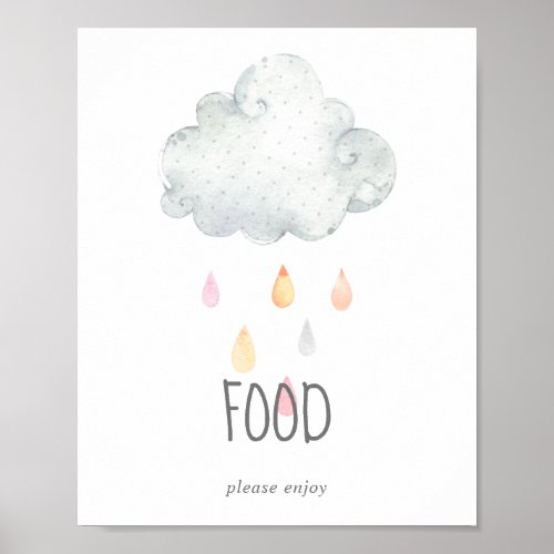 Rain Cloud Girl Baby Shower Food Table Sign