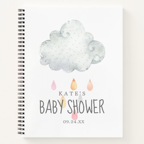 Rain Cloud Girl Baby Shower Gift List Notebook