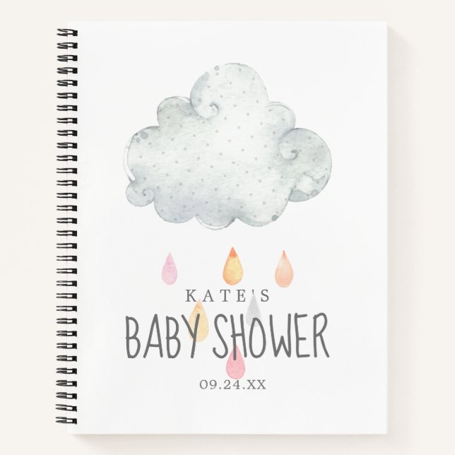 Rain Cloud Girl Baby Shower Gift List Notebook (Front)