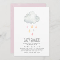 Rain Cloud Girl Baby Shower Invitation