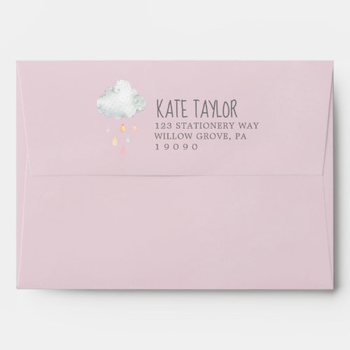 Rain Cloud Girl Baby Shower Invitation Envelope