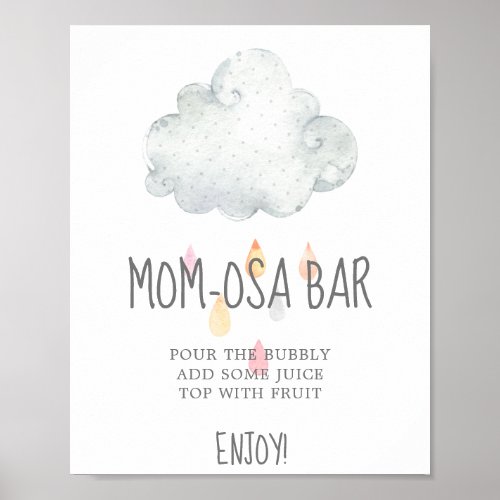 Rain Cloud Girl Baby Shower Mom_osa Bar Sign