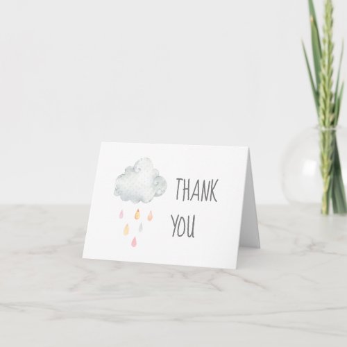 Rain Cloud Girl Baby Shower Thank You Card