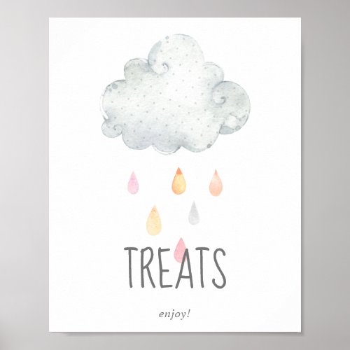 Rain Cloud Girl Baby Shower Treats Sign