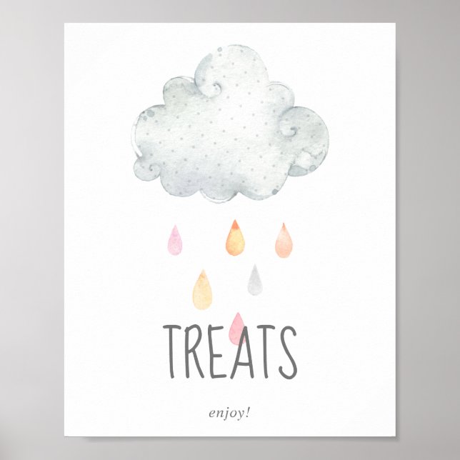 Rain Cloud Girl Baby Shower Treats Sign (Front)